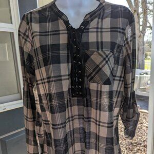 #315 Daytripper Lace Up Loose Silhouette Flannel